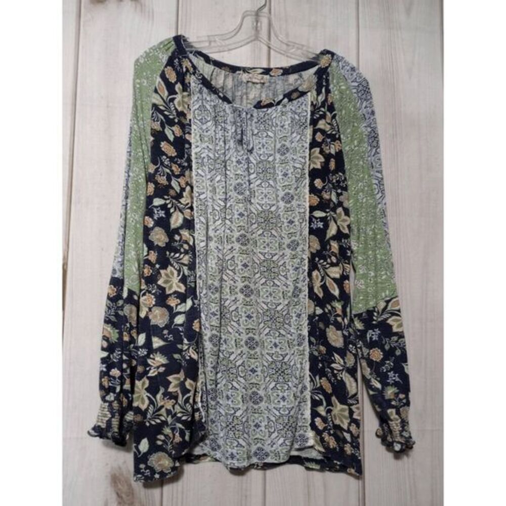 One World Shirt Ladies 2x Green Bohemian Stretch‎